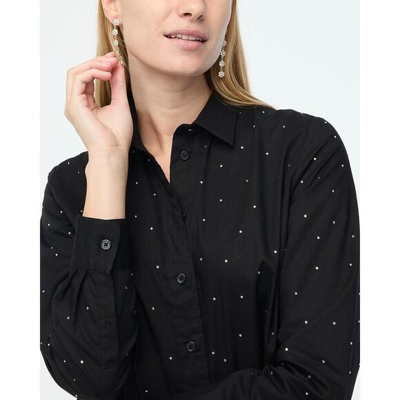 J.Crew FACTORY Rhinestone Modern Button Down - XXS - Hotfix Jeweled Black - Picture 4 of 4